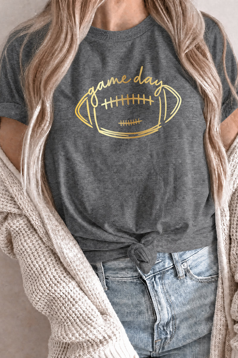 Game Day Football Graphic Tee Rayon Blend Oversized Pullover