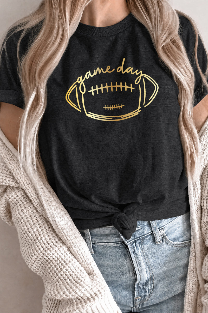 Game Day Football Graphic Tee Rayon Blend Oversized Pullover