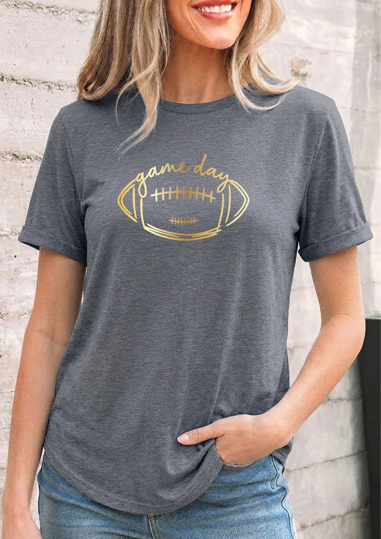 Gold Game Day Football Tee Women’s Spirit Shirt
