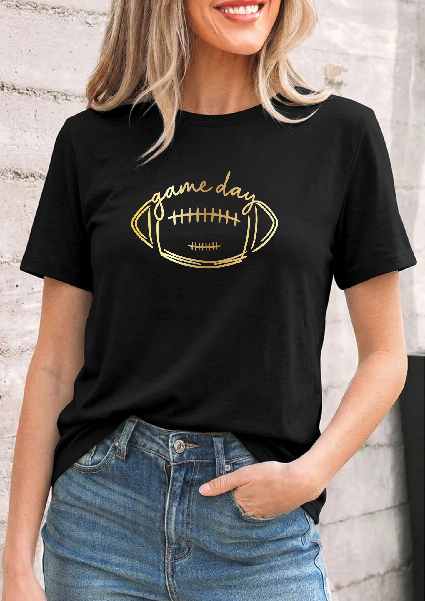 Gold Game Day Football Tee Women’s Spirit Shirt