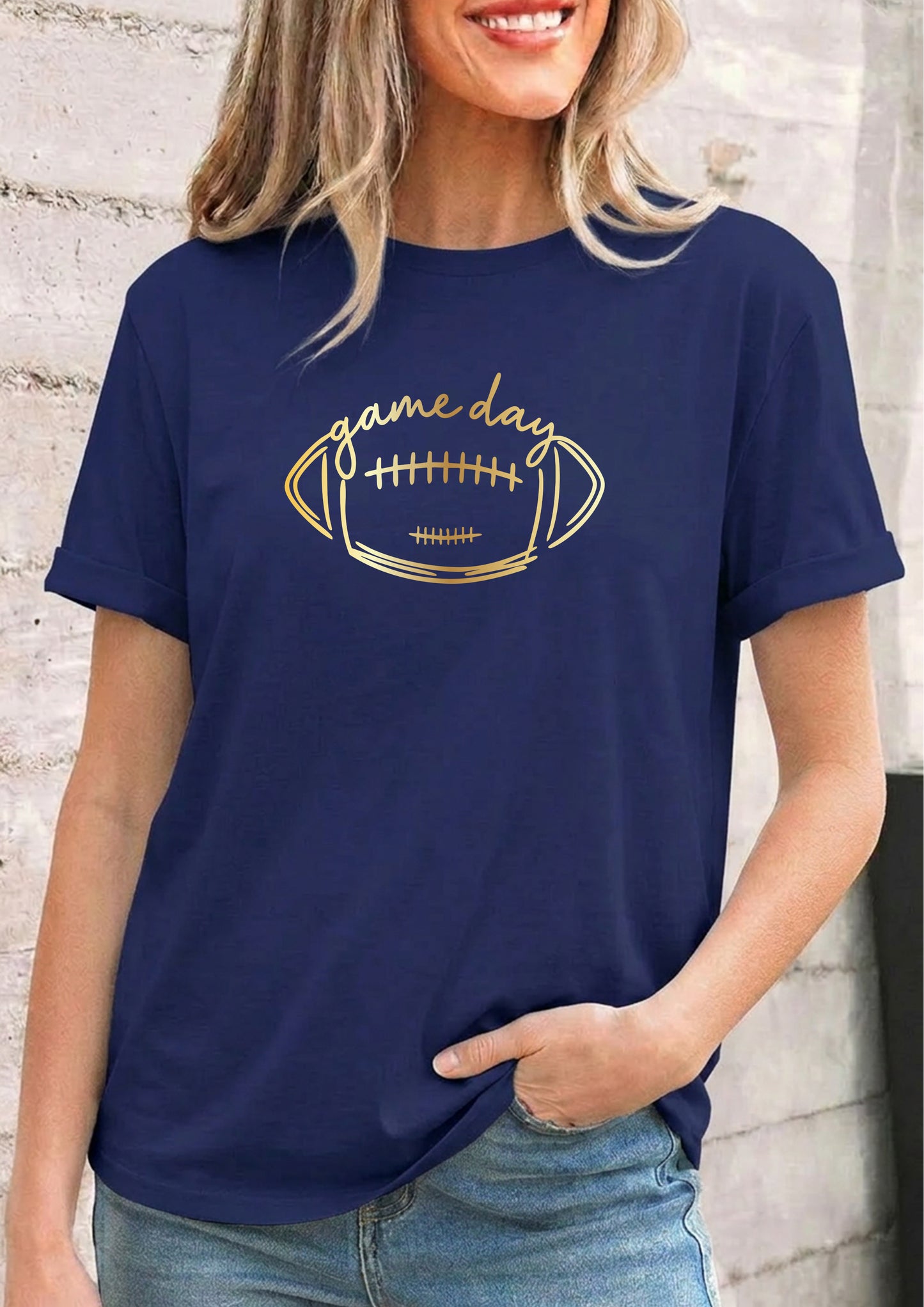 Gold Game Day Football Tee Women’s Spirit Shirt