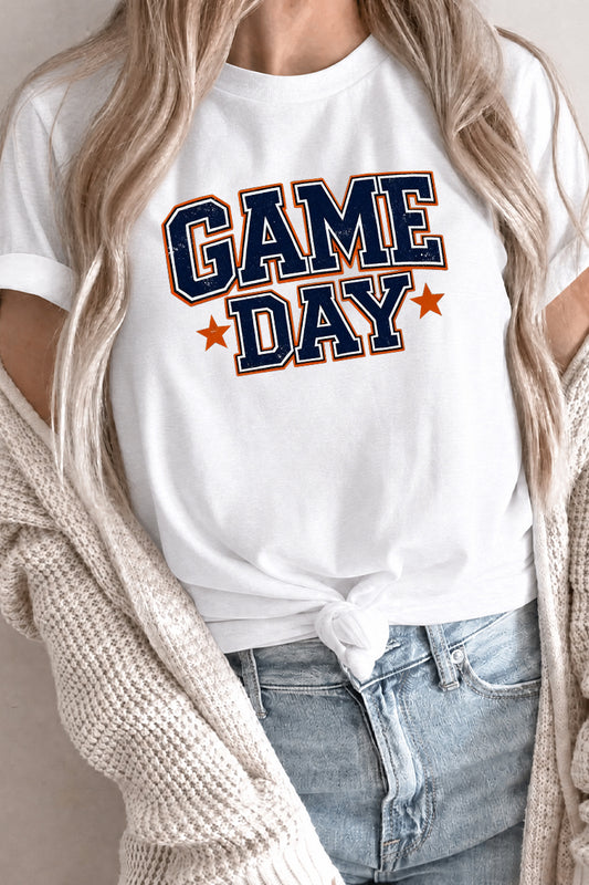 Game Day Graphic Tee Rayon Blend Oversized Casual Pullover