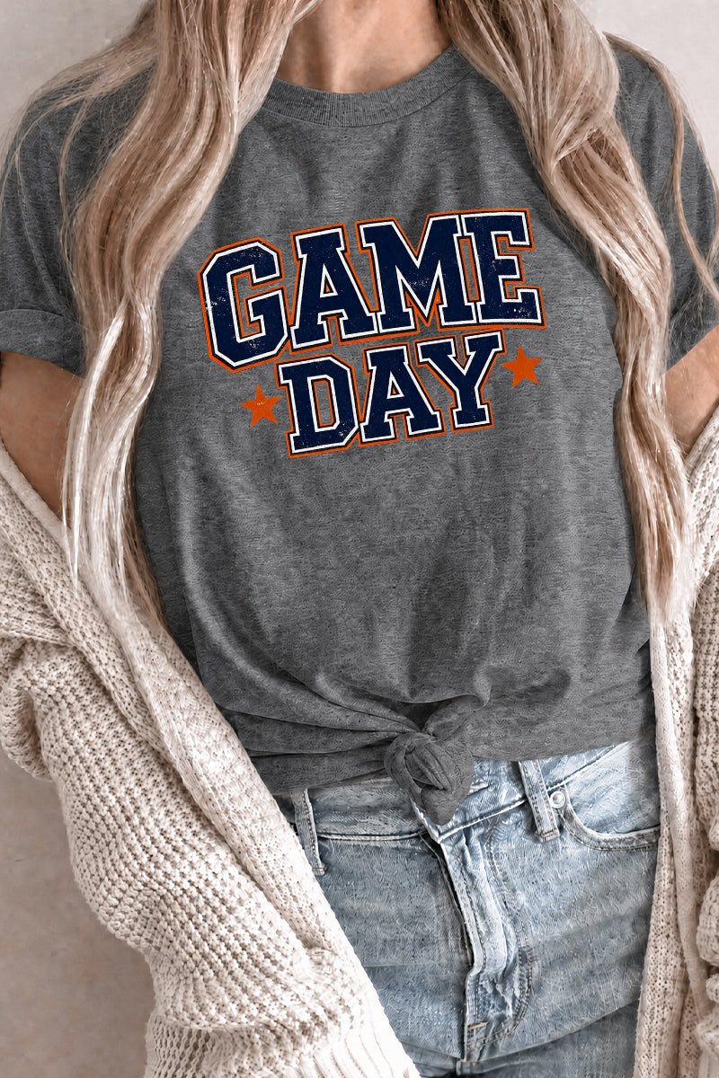 Game Day Graphic Tee Rayon Blend Oversized Casual Pullover