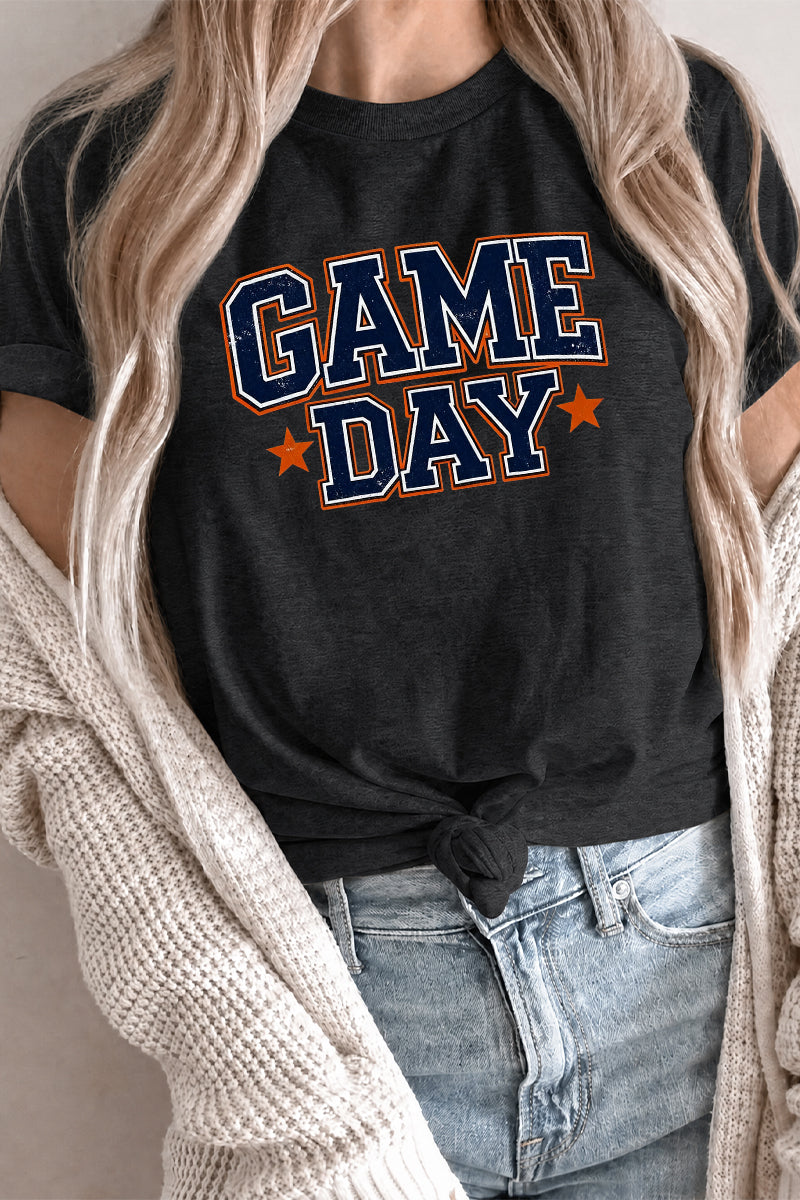 Game Day Graphic Tee Rayon Blend Oversized Casual Pullover