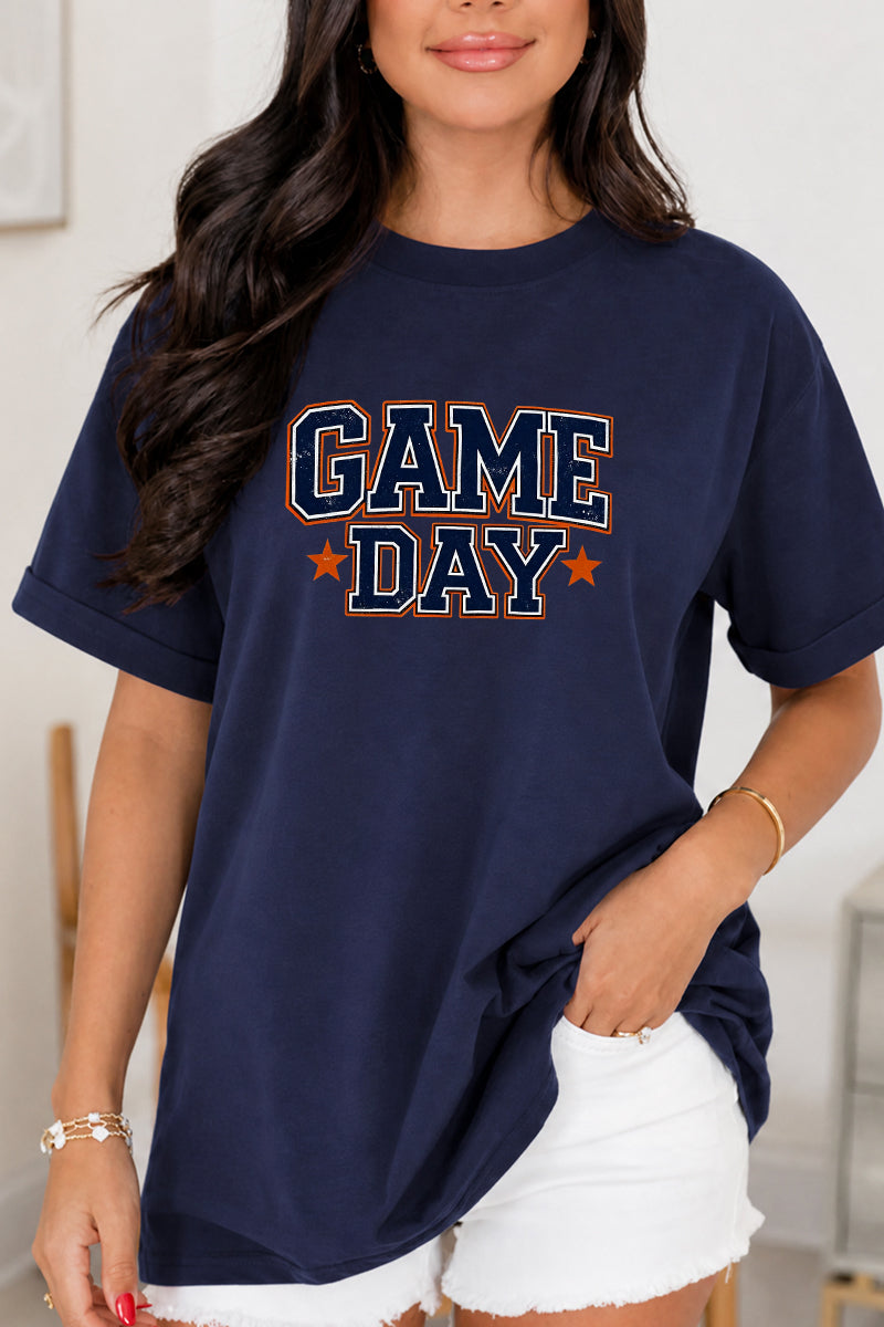 Game Day Collegiate Graphic Tee Rayon Blend Oversized Top