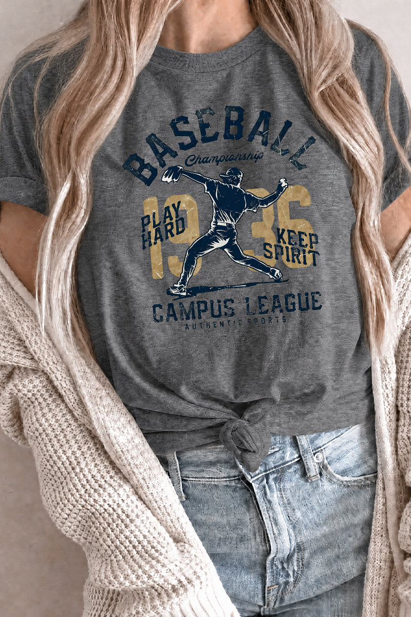 Baseball Pitcher Graphic Rayon Blend Tee Varsity Game Day