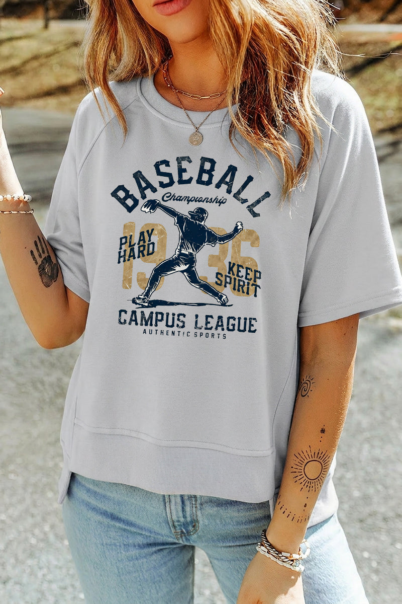 Baseball Player Graphic Rayon Blend Top Varsity Boutique