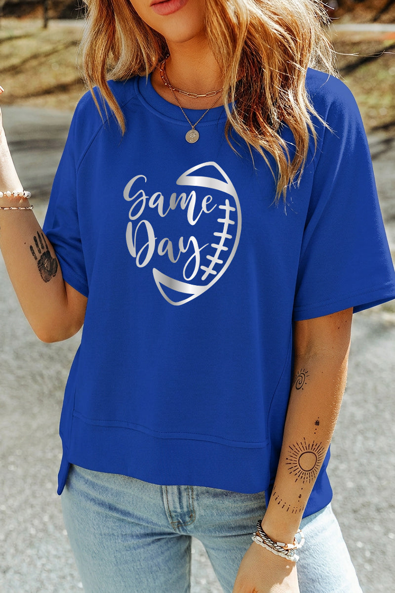 Football Script Graphic Rayon Blend Top Sports
