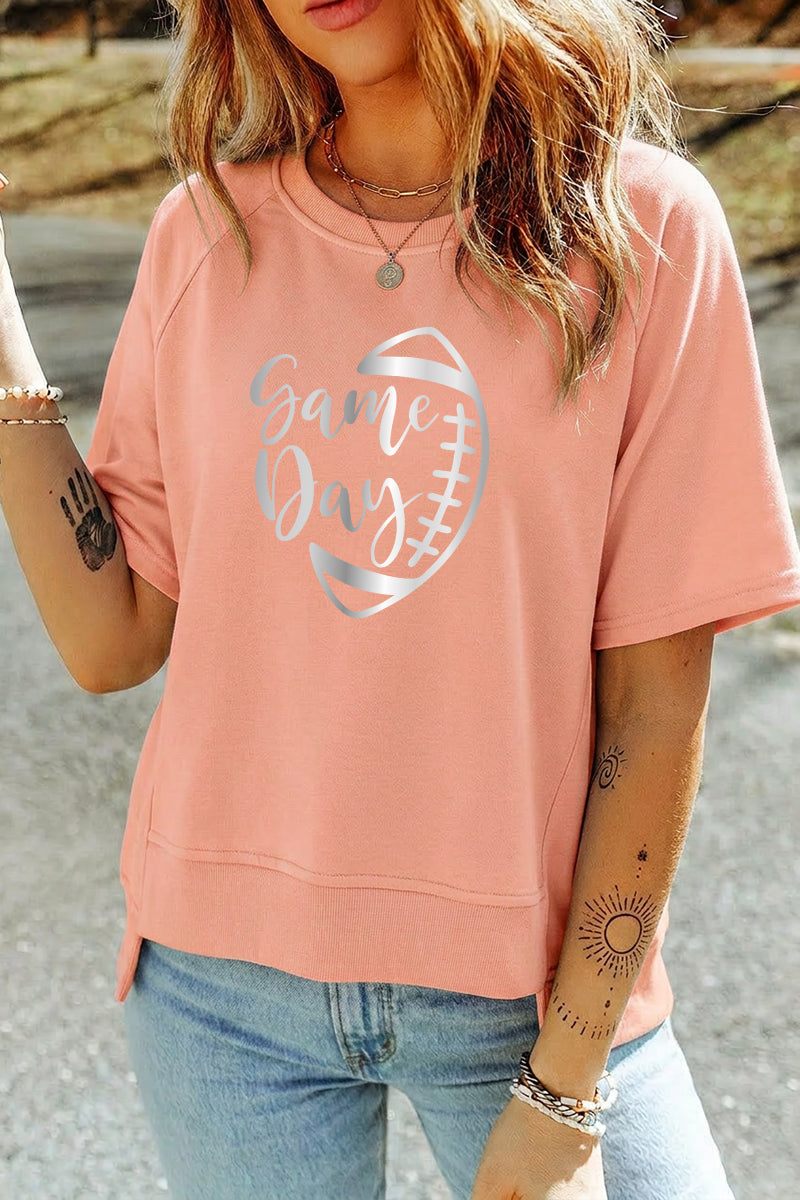 Football Script Graphic Rayon Blend Top Sports