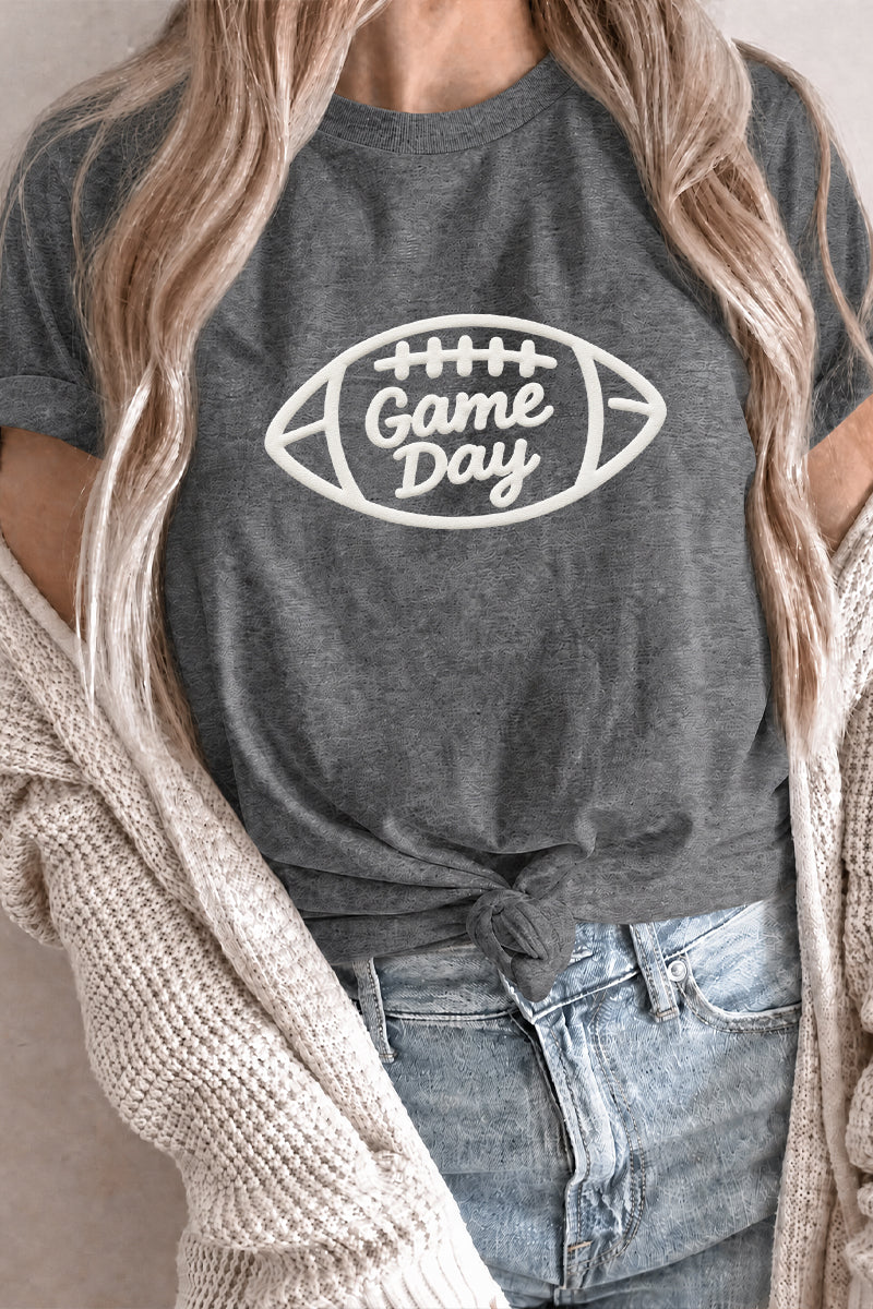 Football Puff Print Rayon Tee Game Day Top