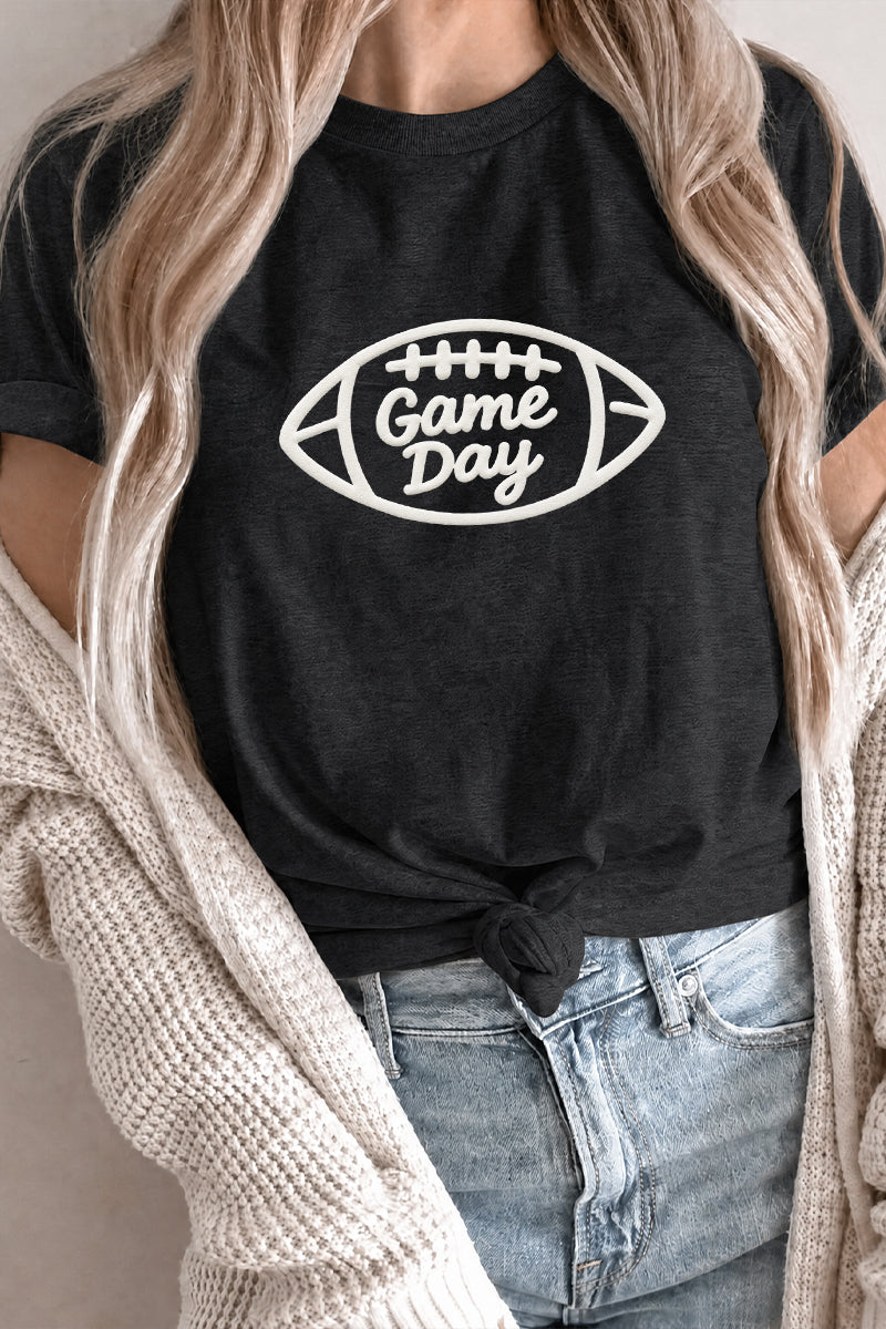 Football Puff Print Rayon Tee Game Day Top