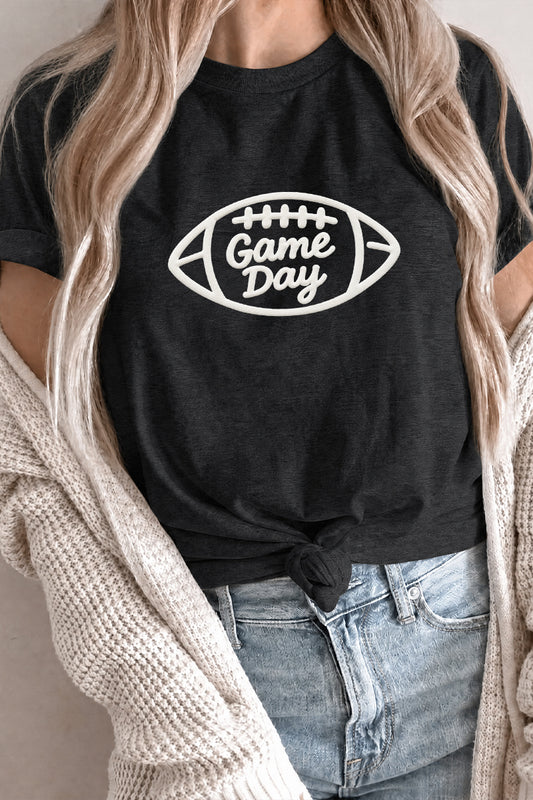 Football Puff Print Rayon Tee Game Day Top