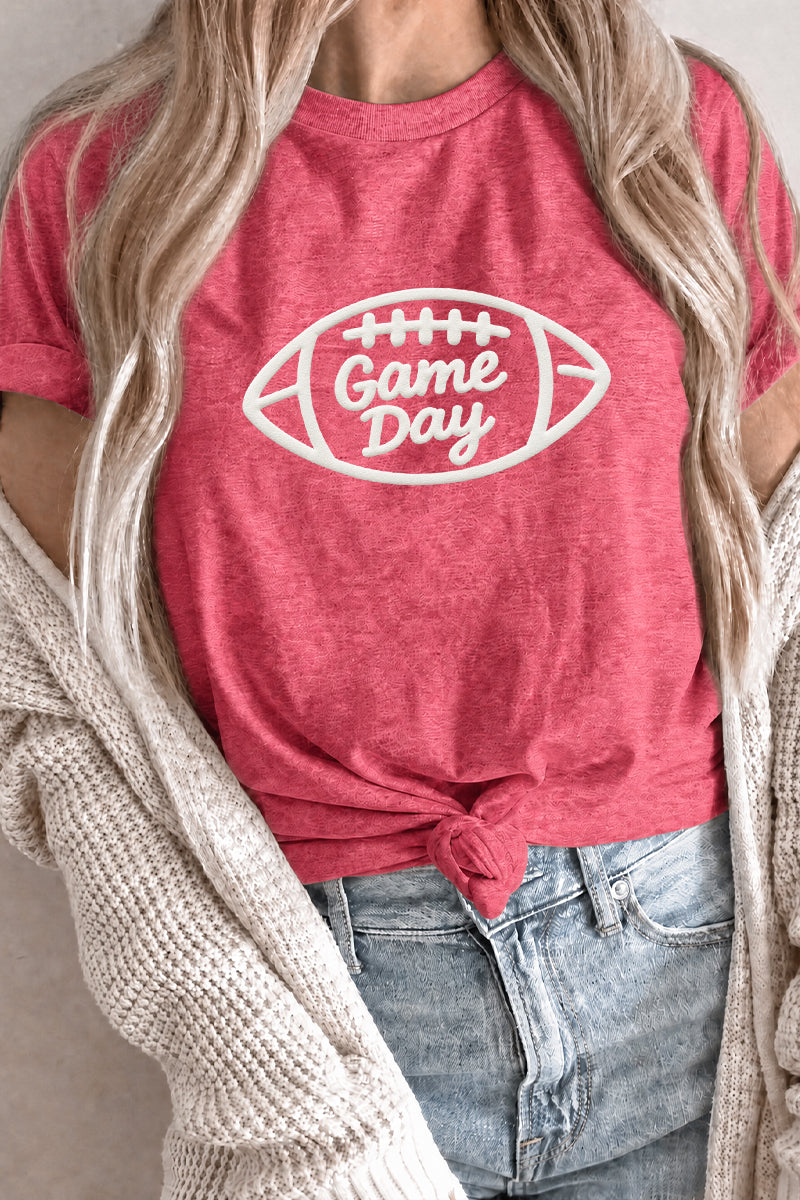 Football Puff Print Rayon Tee Game Day Top