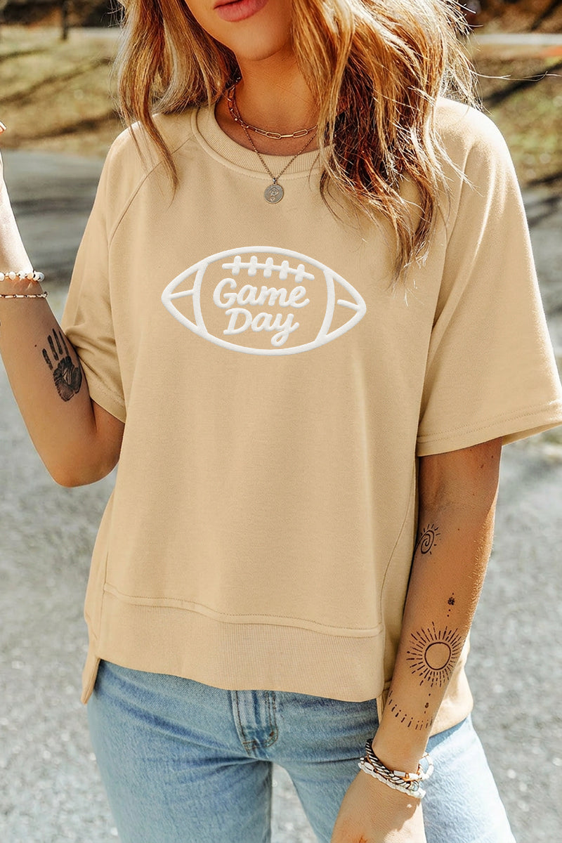 Graphic Rayon Tee Game Day Puff Print Top