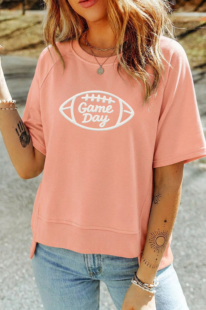 Graphic Rayon Tee Game Day Puff Print Top