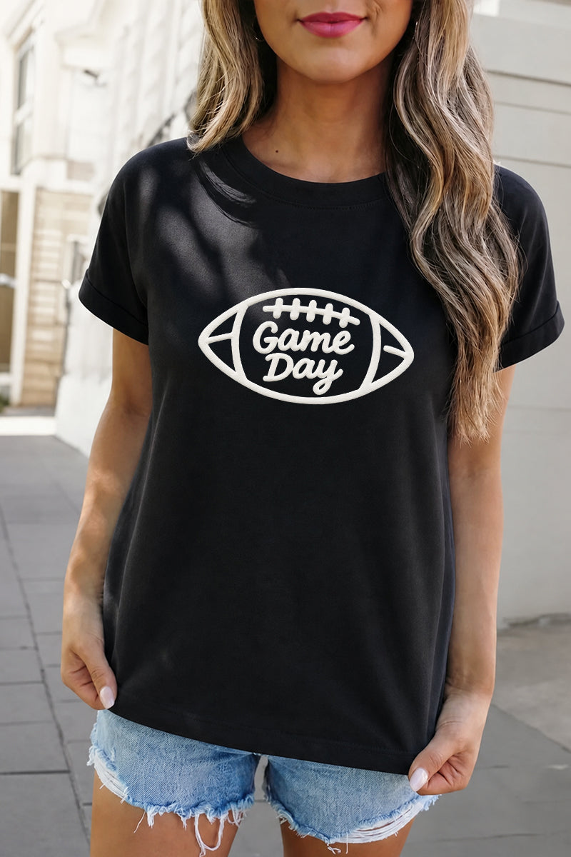 Football Rayon Tee Game Day Puff Print Graphic