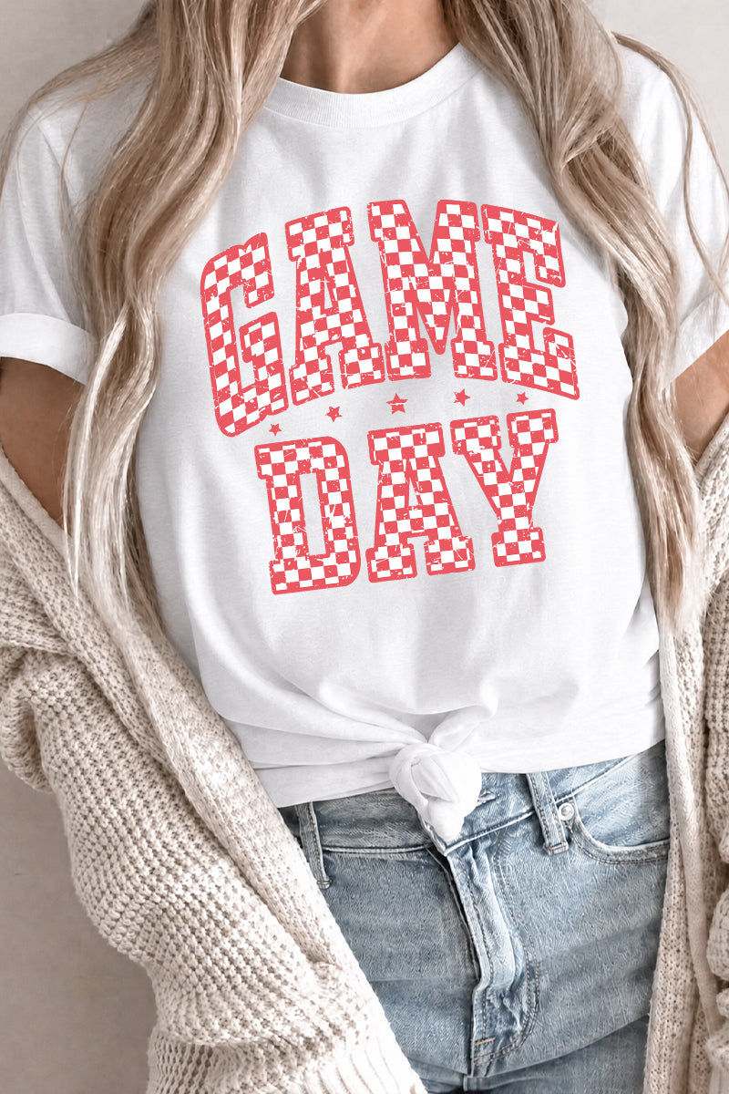 Checkerboard Rayon Tee Game Day Graphic Top