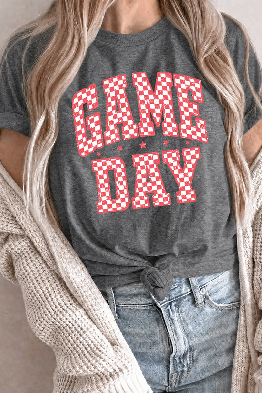 Checkerboard Rayon Tee Game Day Graphic Top