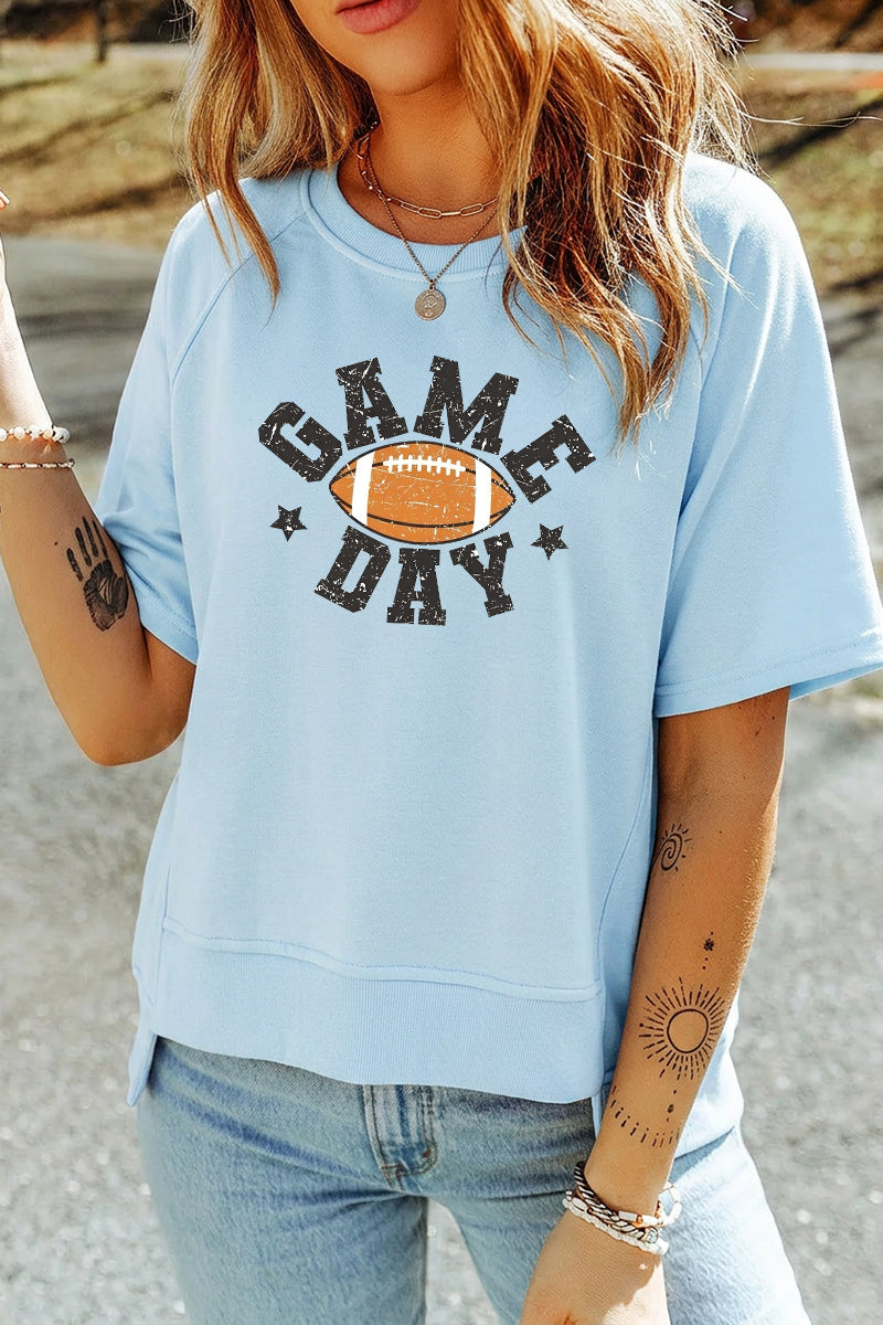 Graphic Rayon Tee Game Day Football Letter Top