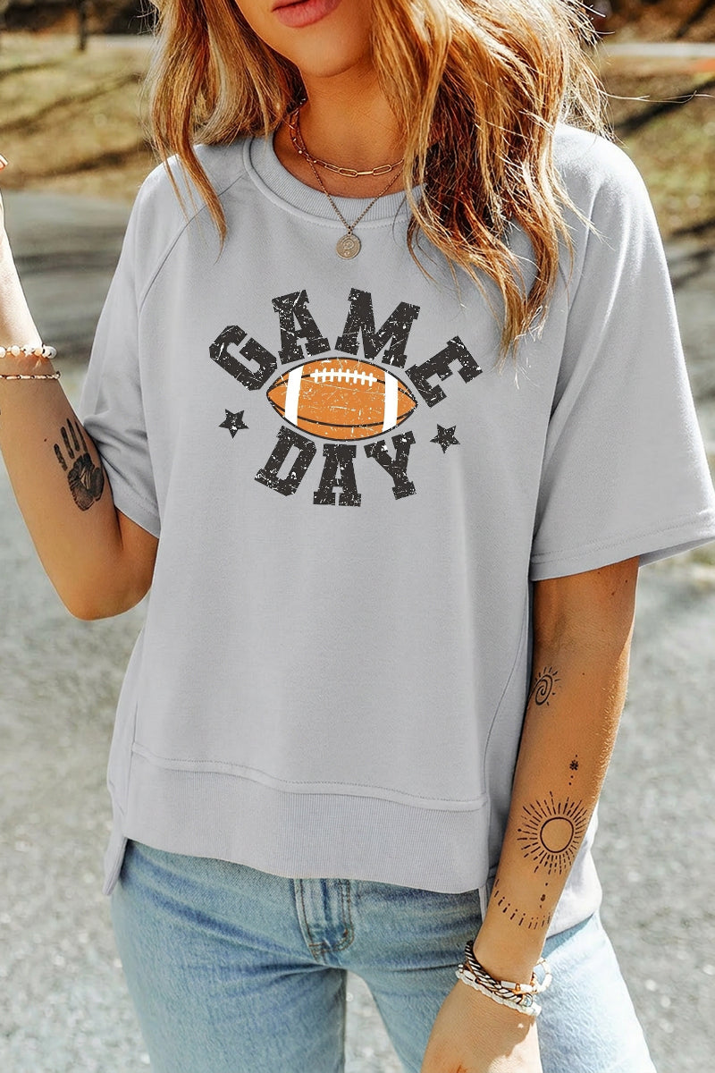 Graphic Rayon Tee Game Day Football Letter Top
