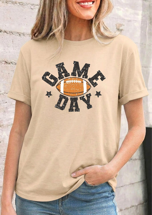 Vintage Football Game Day Tee Women Casual Sport Shirt