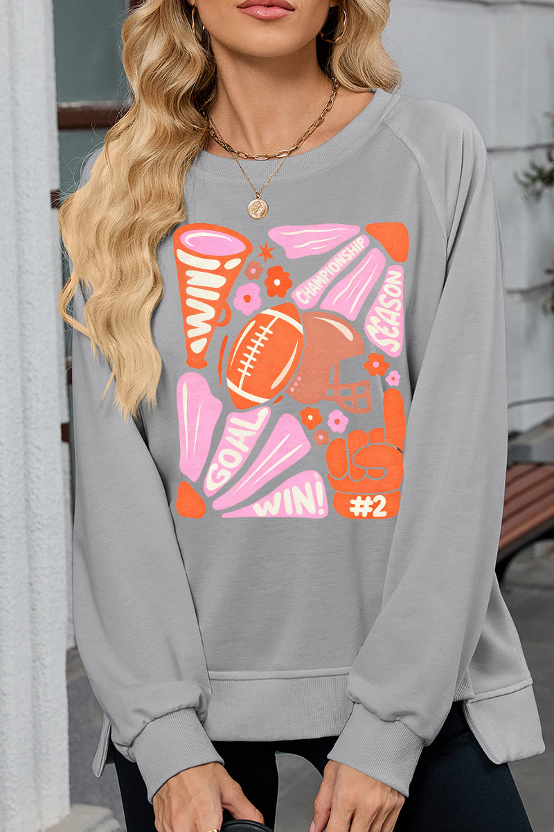 Football Graphic Sweatshirt Casual Game Day Top