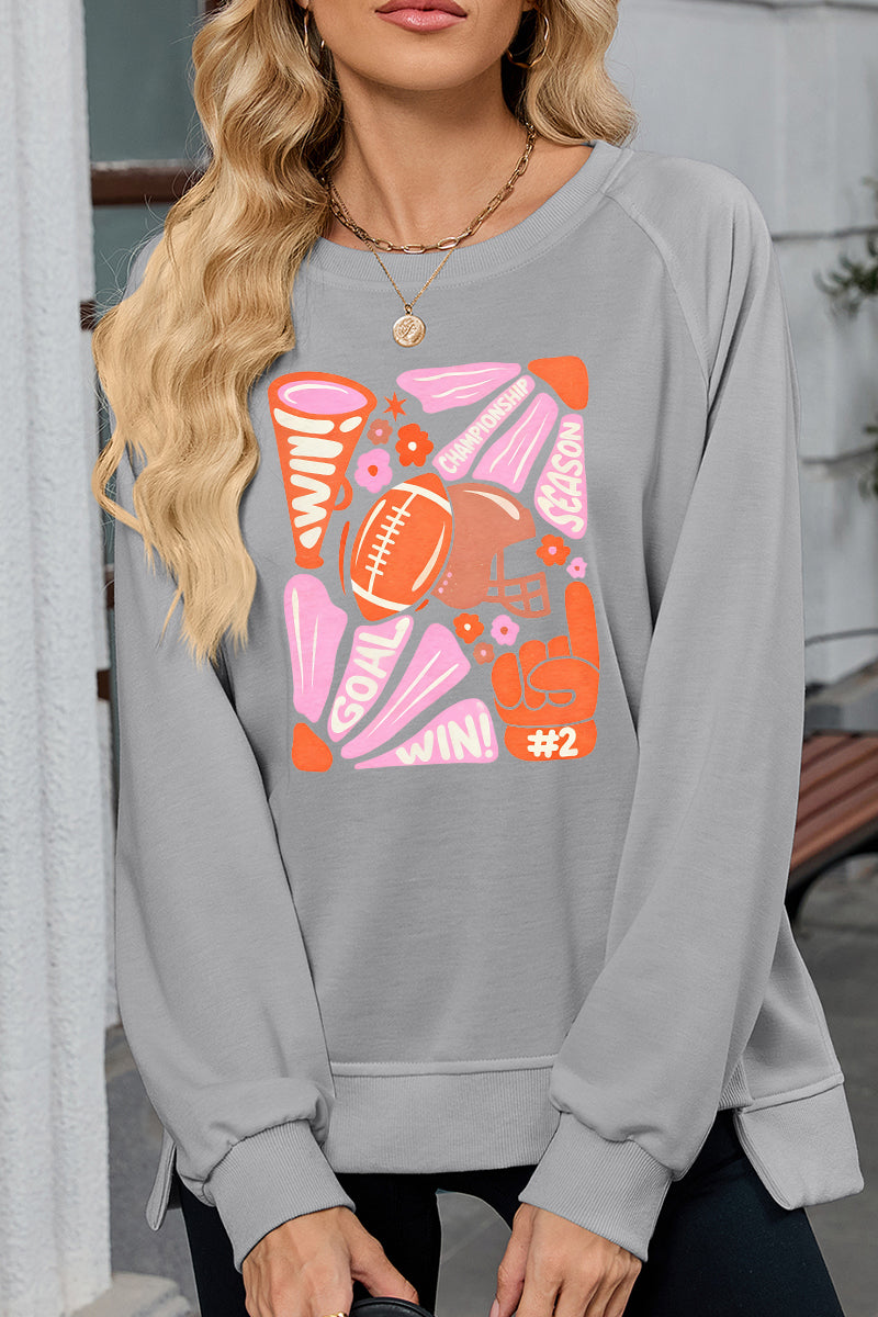 Football Graphic Sweatshirt Casual Game Day Top