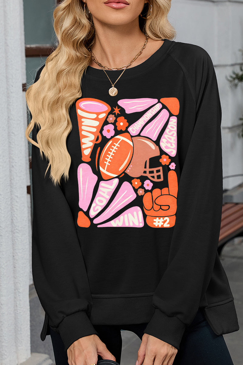 Football Graphic Sweatshirt Casual Game Day Top