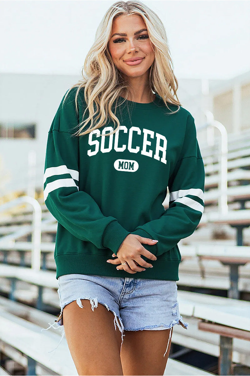 Soccer Mom Sweatshirt Women Game Day Pullover Green Varsity