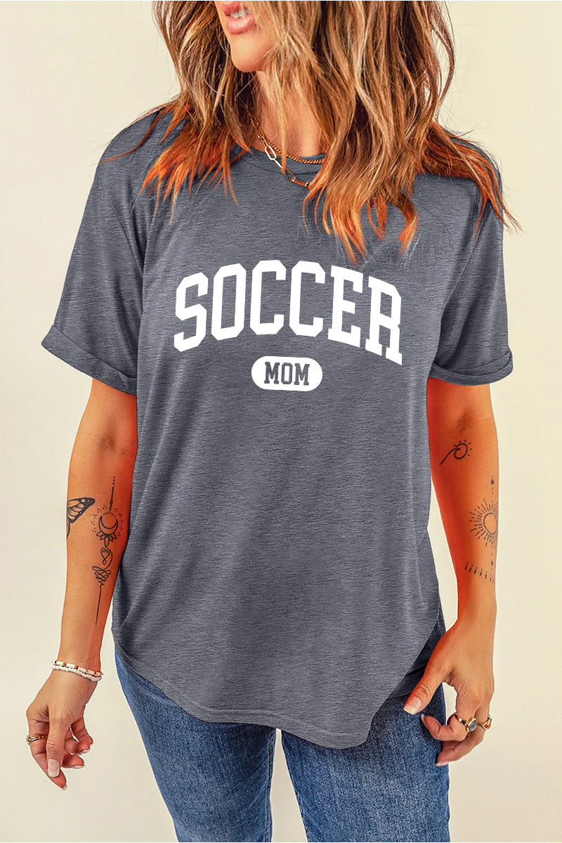 Soccer Mom Tee Women Game Day Graphic Shirt Casual Black Top