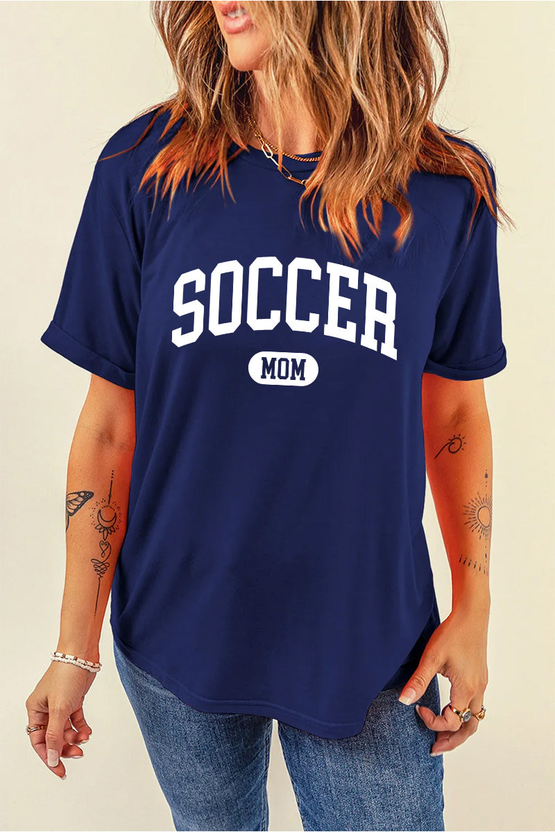 Soccer Mom Tee Women Game Day Graphic Shirt Casual Black Top