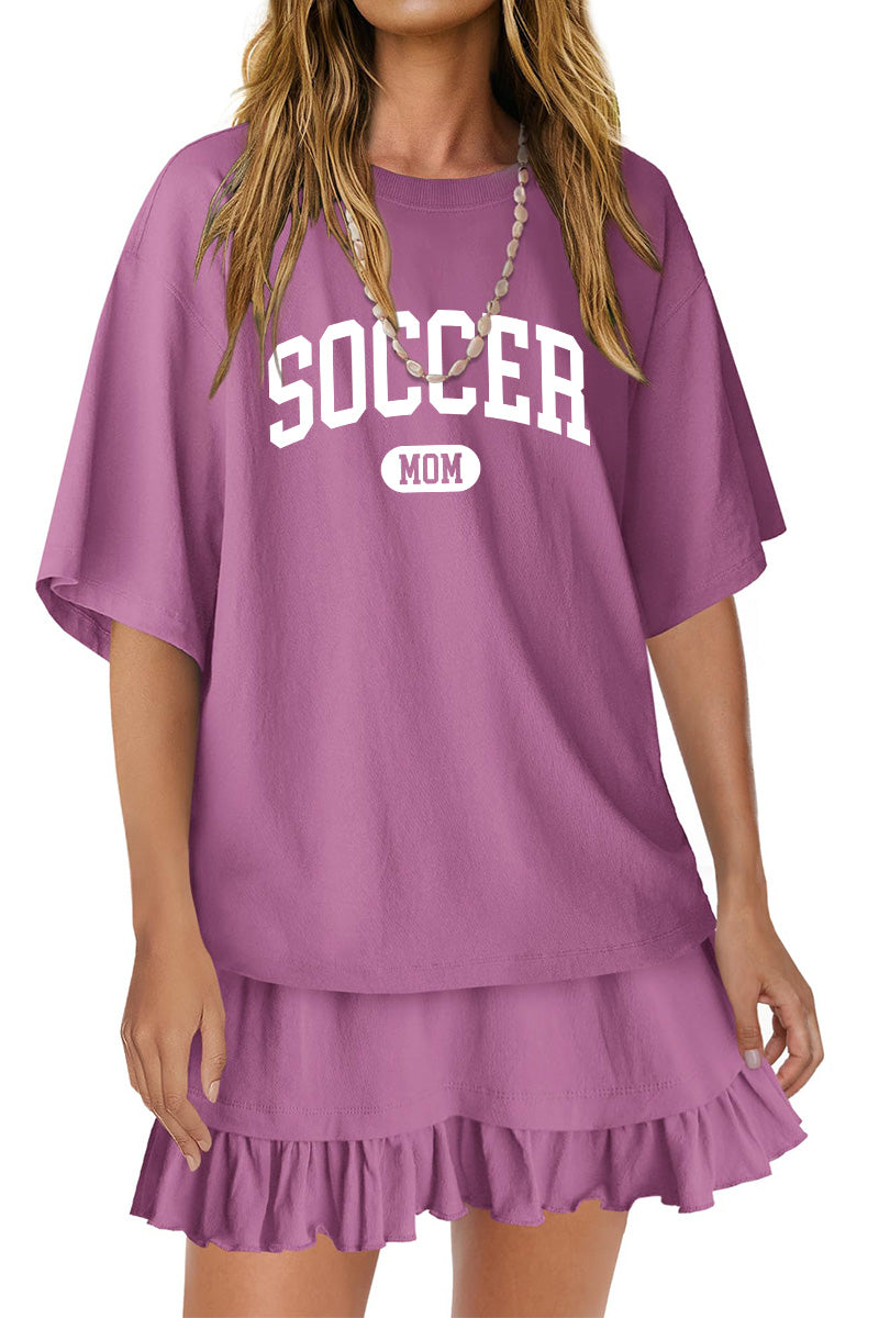 Game Day Two Piece Set Women Crewneck Short Sleeve Skirt Outfit Set