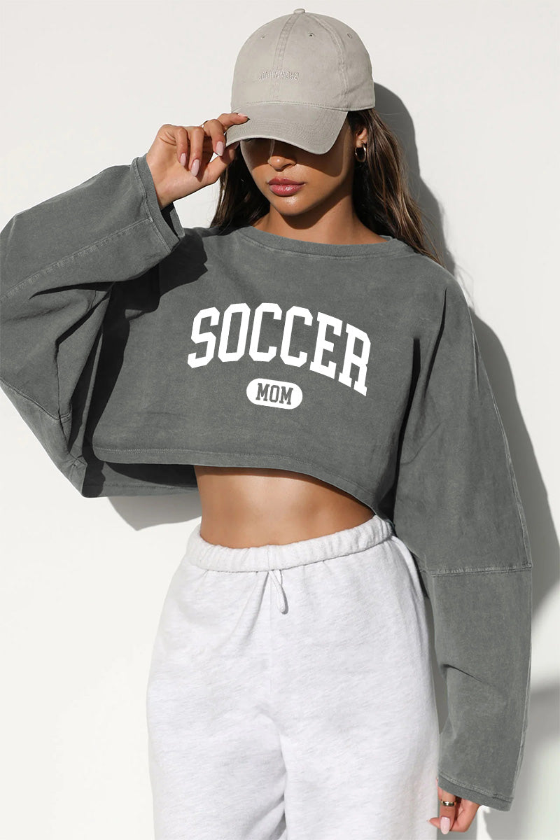 Soccer Mom Cropped Sweatshirt Women Pink Game Day Crop Top
