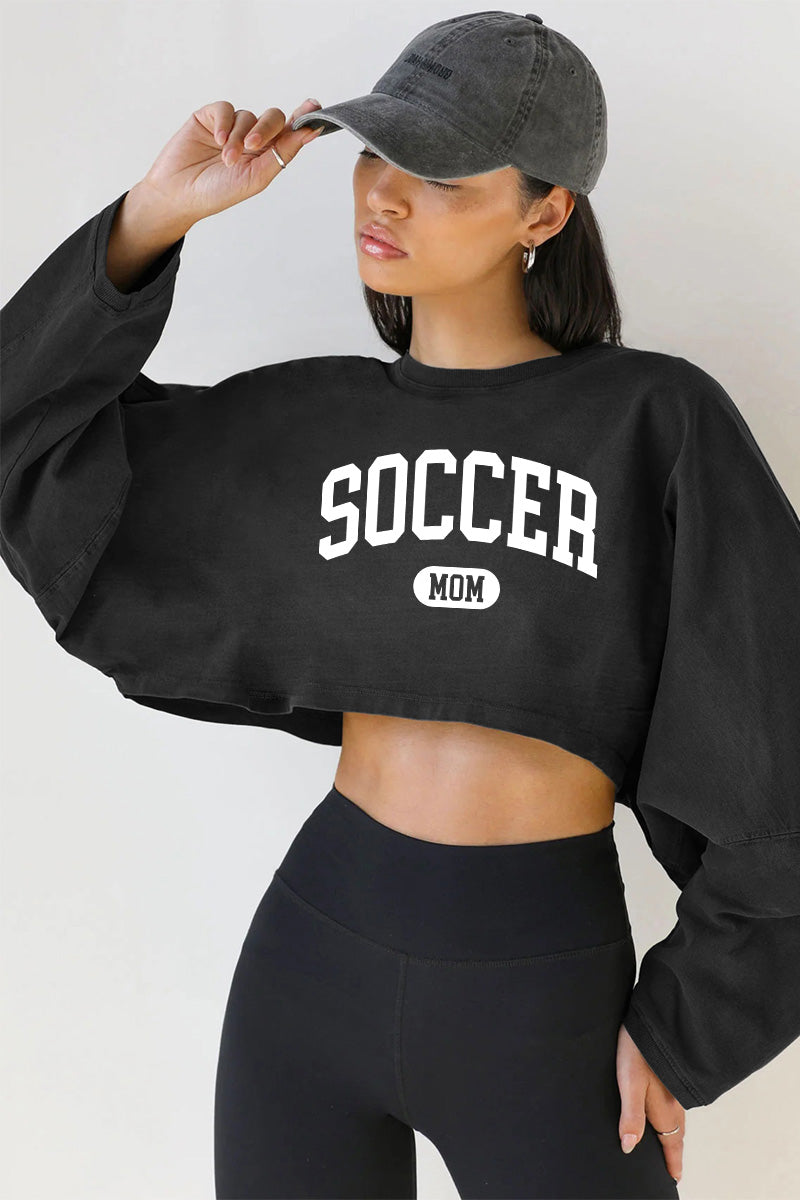 Soccer Mom Cropped Sweatshirt Women Pink Game Day Crop Top