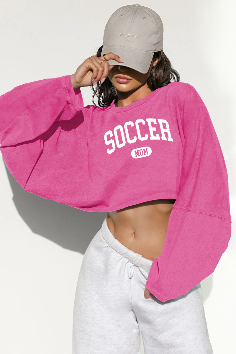 Soccer Mom Cropped Sweatshirt Women Pink Game Day Crop Top