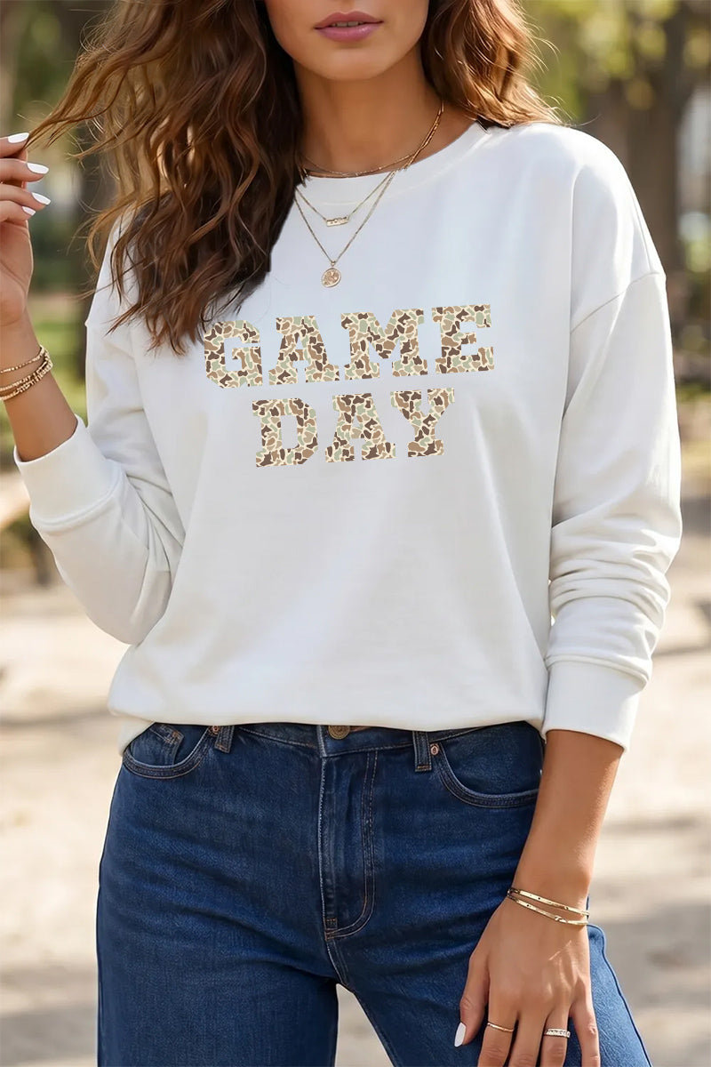 Game Day Leopard Graphic Black Crewneck Sweatshirt