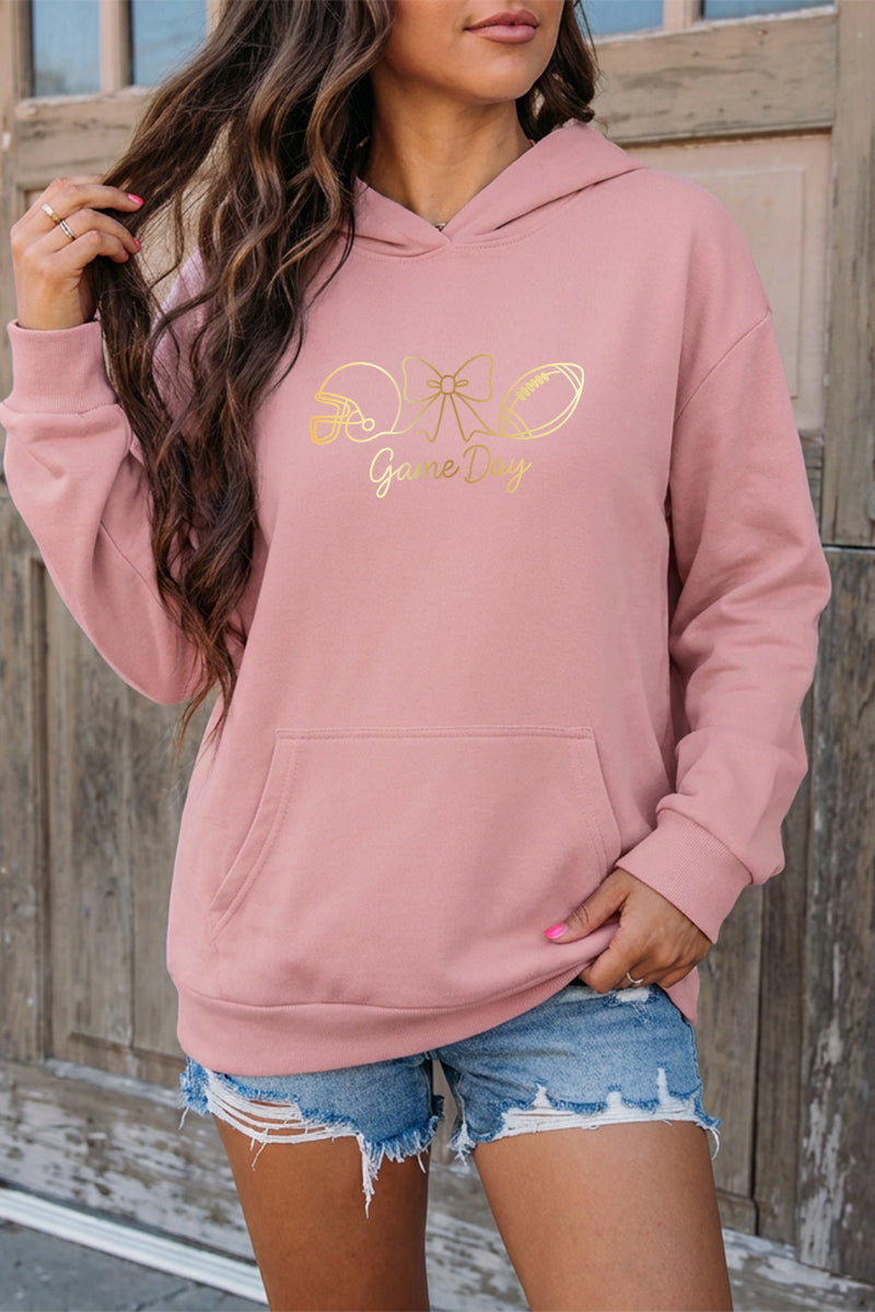 Game Day Blend Hoodie Gold Foil Football Graphic
