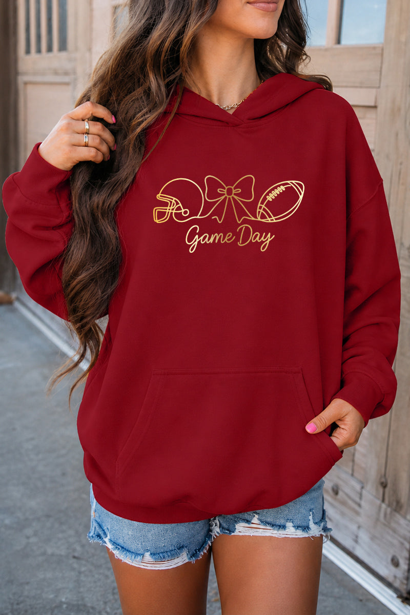 Game Day Blend Hoodie Gold Foil Football Graphic