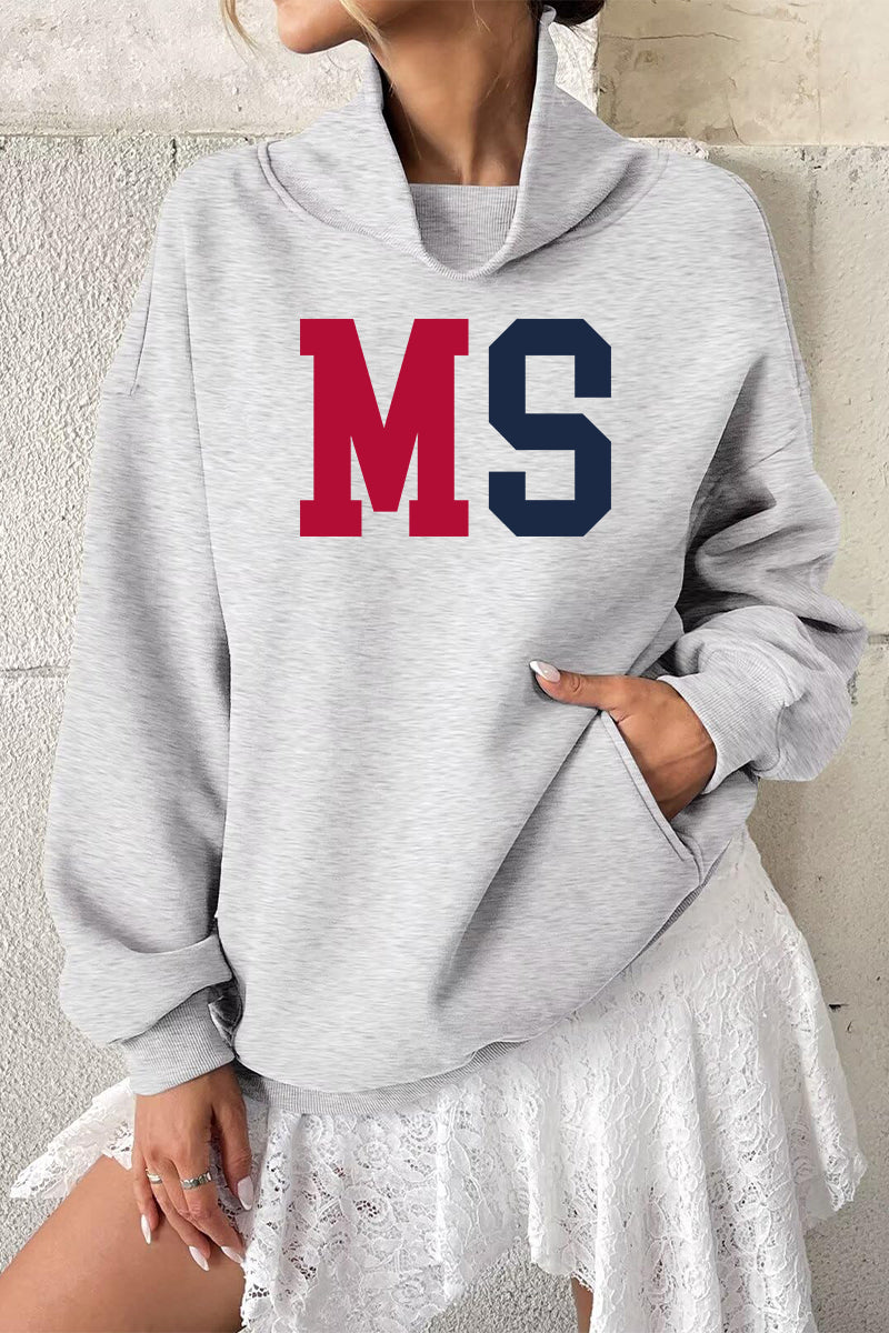 Game Day Sweatshirt Oversized Collegiate State Letter Pullover