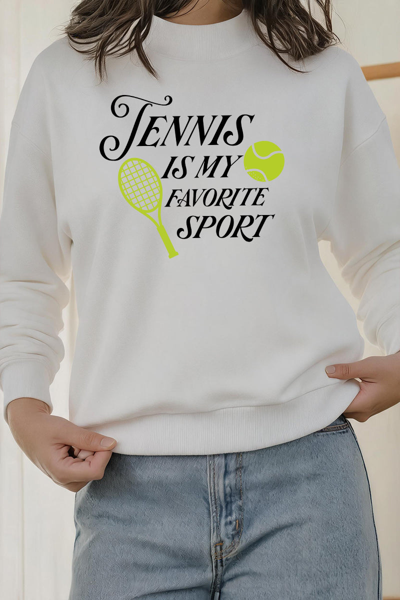 Tennis Graphic Cotton Blend Sweatshirt Casual Reversible