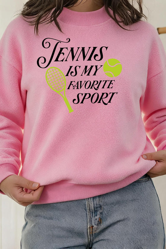Tennis Graphic Cotton Blend Sweatshirt Casual Reversible