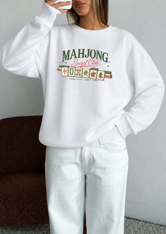 Mahjong Social Club Graphic Crewneck Sweatshirt