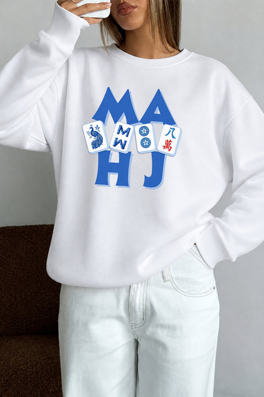 Mahjong Tile Graphic Crewneck Sweatshirt
