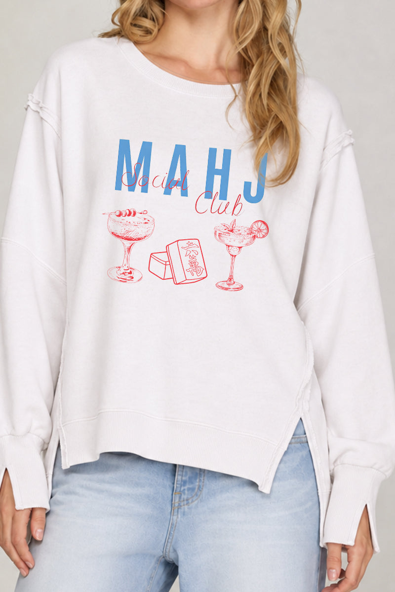 Mahjong Social Club Exposed Seam Sweatshirt