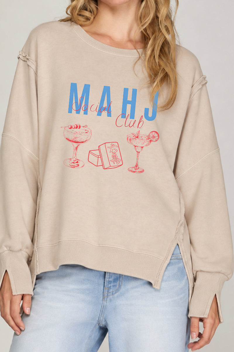 Mahjong Social Club Exposed Seam Sweatshirt