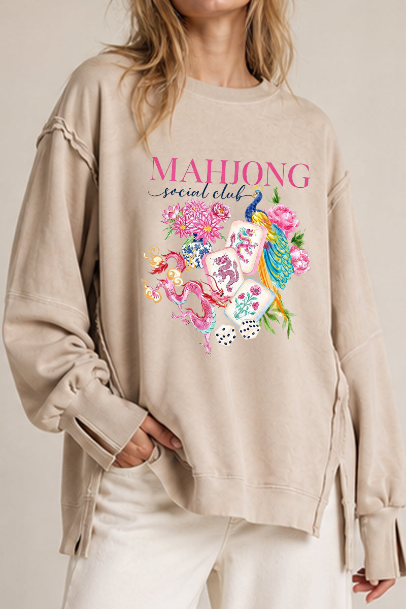 Mahjong Social Club Peacock Graphic Sweatshirt
