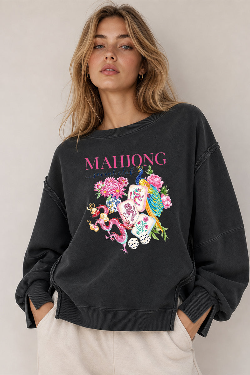 Mahjong Social Club Peacock Graphic Sweatshirt