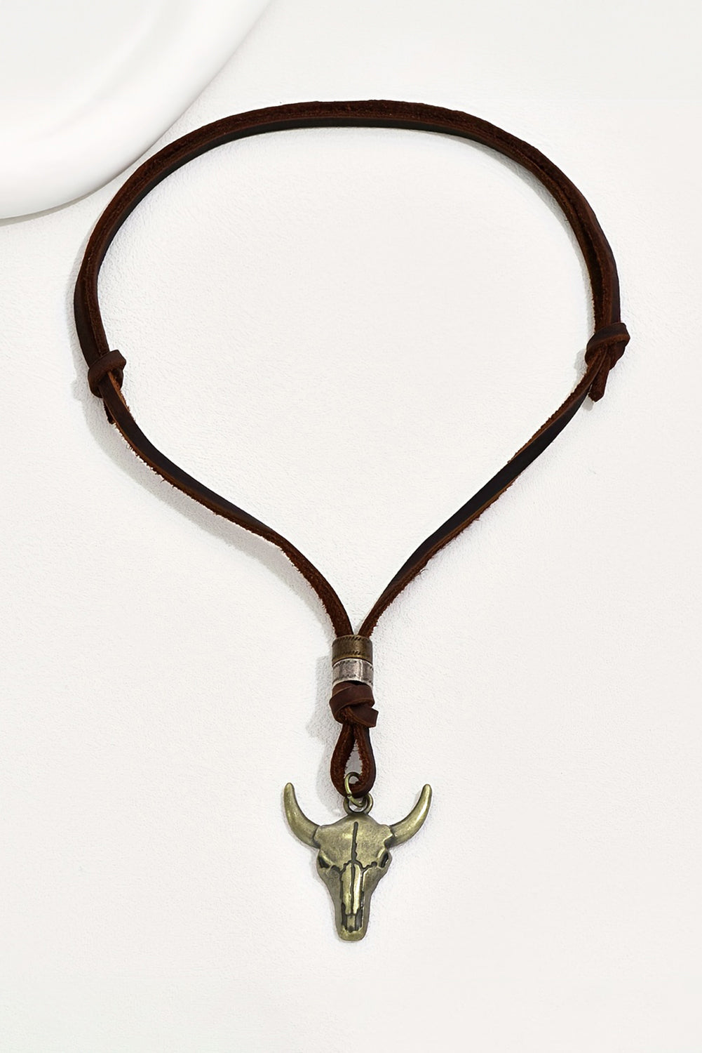 Coffee Western Steer Head Pendant Necklace