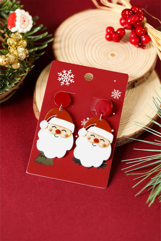 Fiery Red Father Christmas Dangle Earrings