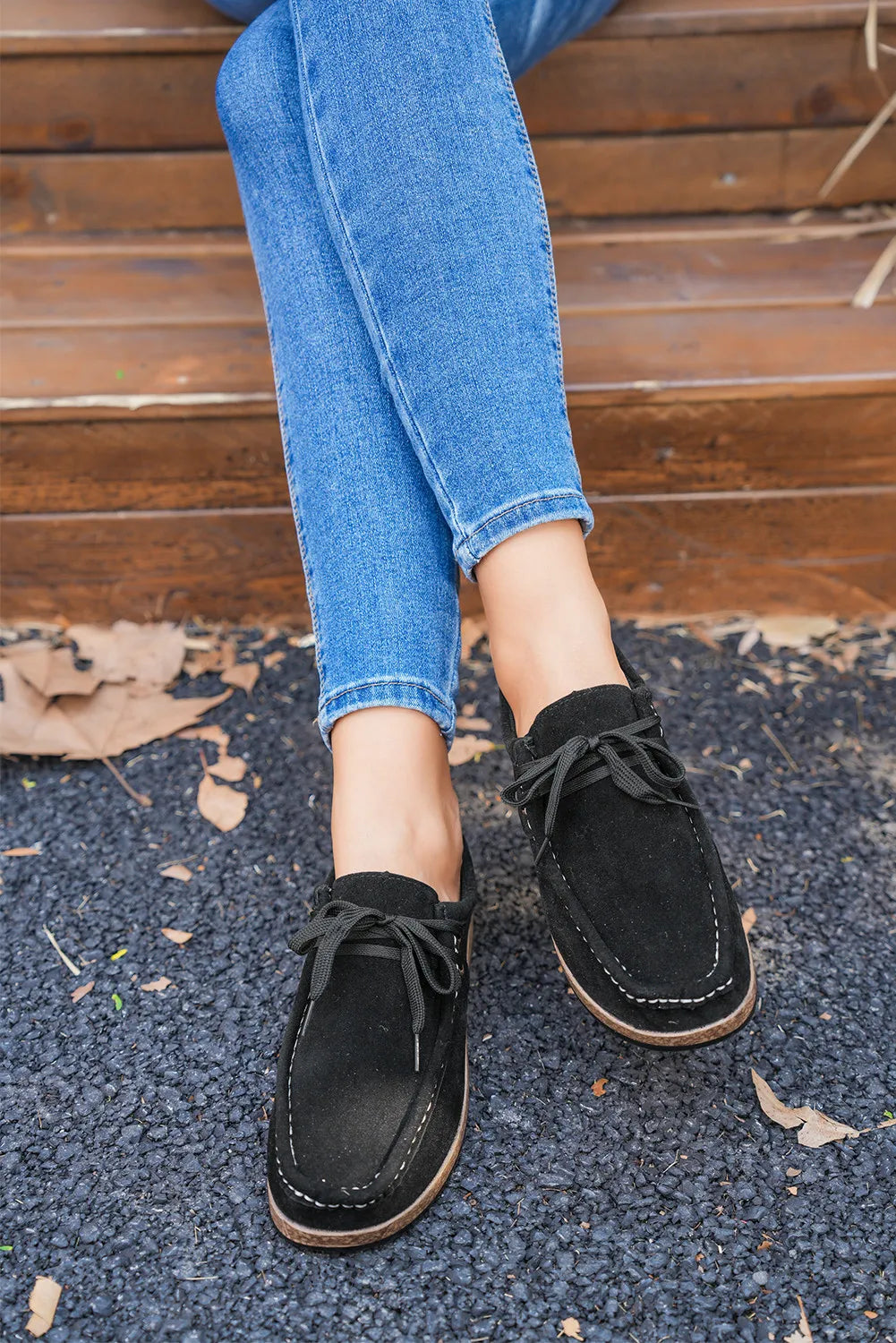 Coffee Thick Sole Lace-up Casual Shoes